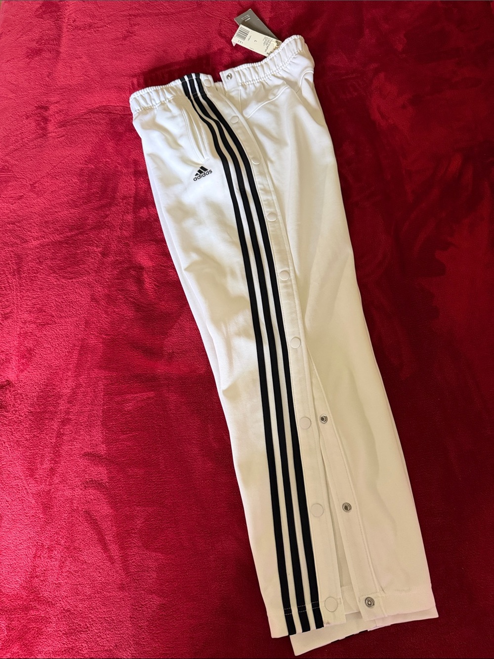 Adidas NWT White 3-Stripe Snap Breakaway Crop Capri Pants Size Large Sold Out